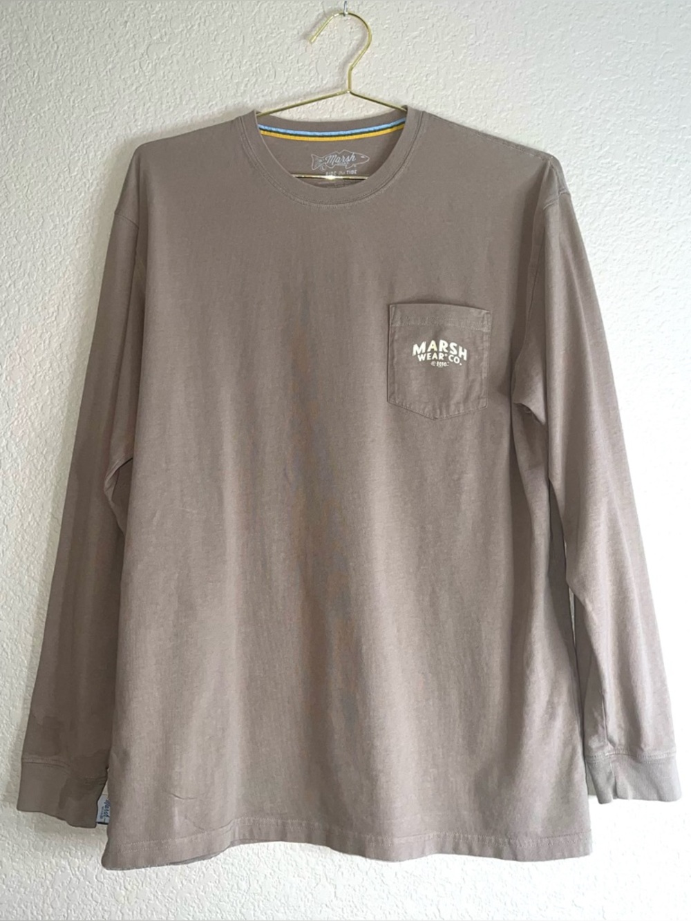 Marsh Wear Lookout Long Sleeve Pocket Tee In Tobacco Sz L